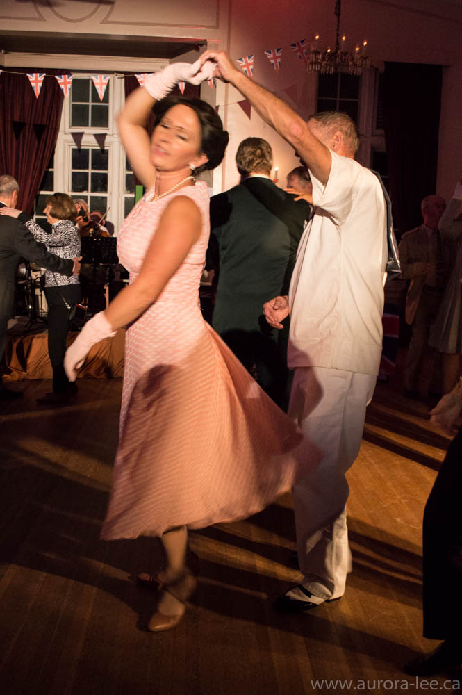 A man and a woman dance at the Soldier's Social.