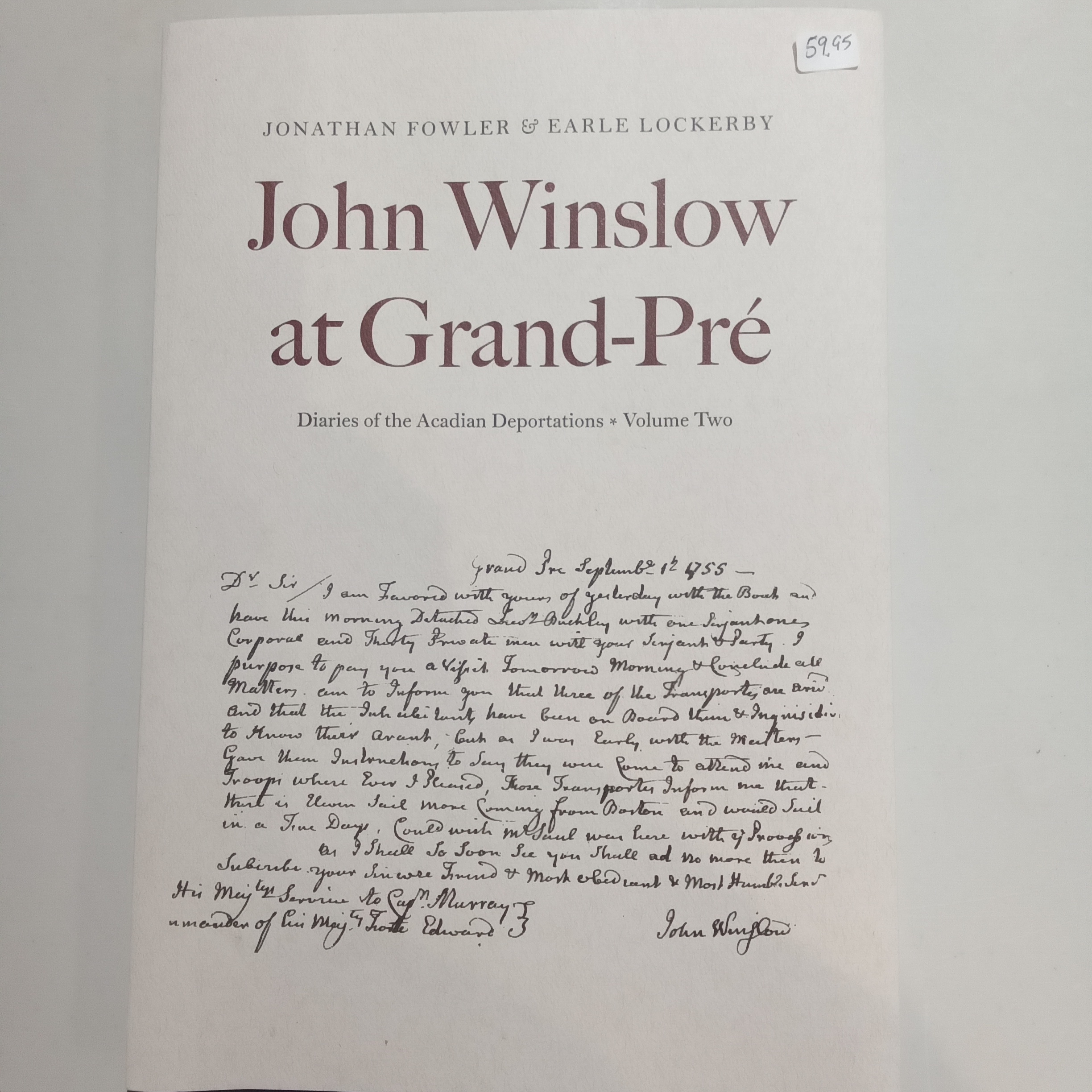 John Winslow At Grand Pre by Johnathan Fowler & Earle Lockerby